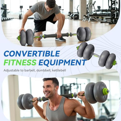 LIFERUN Adjustable Dumbbell Set, Soft PVC Coated, 45lbs/67lbs Free Weight Set Home Gym, 4-in-1 Used As Barbell, Dumbbells, Kettlebell, Weight Plates, Weights Dumbbells Set, Space Saving Fitness Exercise For Men/Women - color: Grey, style: 67lb