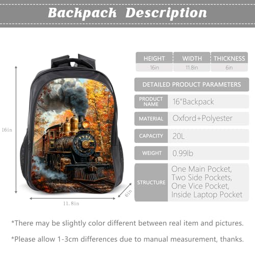 Train Backpack Kids Bookbag 16inch Schoolbag With Lunch Box Bag And Pencil Case Set For Boys Girls - color: Train