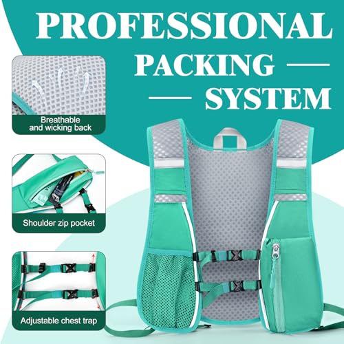 Hydration Backpack with 2L Water Bladder Bag, Lightweight and Breathable Running Vest for Men, Adjustable Chest Straps Water Pack for Cycling Hiking Climbing Outdoor - color: Turquoise