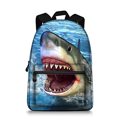 Boys Backpack - 3D Animal Face Shark Backpack for School - color: Shark Ocean
