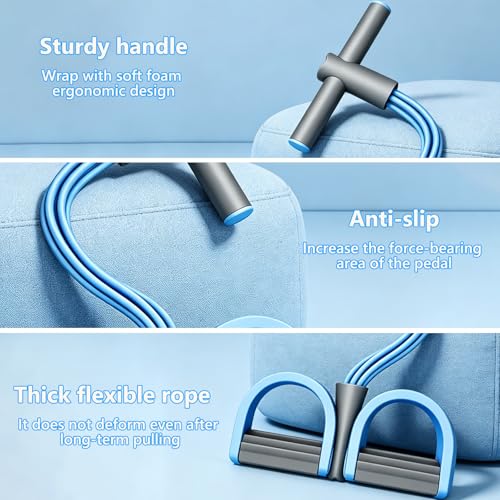 Pedal Resistance Band with Handle,4/6/8 Resistance Levels Elastic Pull Rope, Portable Fitness Bands for Leg Butt Training, Home Gym, Yoga, Pilates - size: 4 Levels（Blue ）