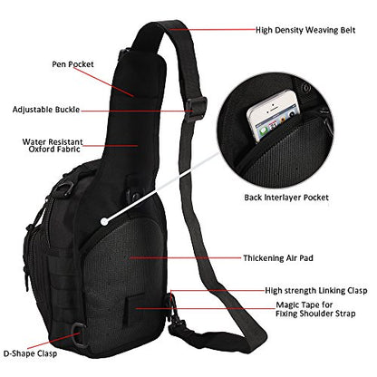 Tactical Shoulder Bag,1000D Outdoor Military Sling Daypack Backpack - color: 1 Pack Tan