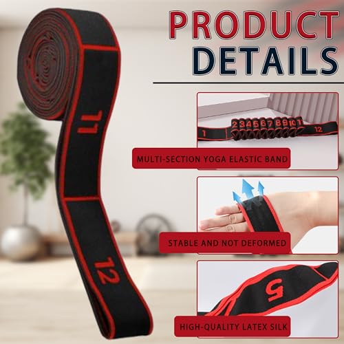 2PCS Elastic Yoga Stretching Strap with 12 Loops Stretch Resistance Exercise Bands for Yoga,Pilates,Dance,Rhythmic Gymnastics,Physical Therapy,Ballet Couple Style - color: Black,Black