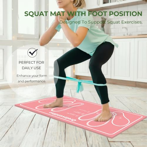 Squat Mat with Foot Position,Non-Slip Workout Mat for Squats & Leg Exercises, Improves Muscle Activation & Knee Support, Home Gym Fitness Mat,30 * 13.8"inch Squat Pad - color: Pink