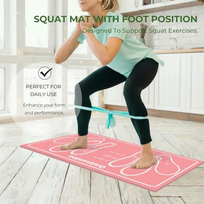 Squat Mat with Foot Position,Non-Slip Workout Mat for Squats & Leg Exercises, Improves Muscle Activation & Knee Support, Home Gym Fitness Mat,30 * 13.8"inch Squat Pad - color: Pink