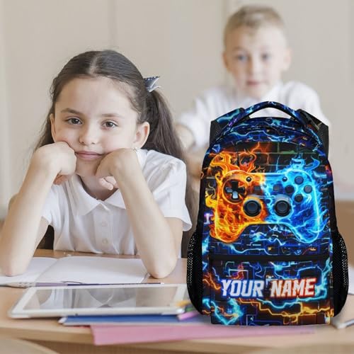 Personalized Cool Gaming Backpack for Boys - 17 Inch Kids Toddlers Bookbag, Large Capacity Lightweight Schoolbag for Preschool Kindergarten Elementary - color: Blue