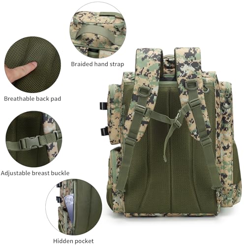 WANOON Fishing Backpack, Ttackle Bag,with Tackle Boxes. Large Fishing Bag Strong Materials - color: Camouflage Black, size: 42L-With Tackle Boxes