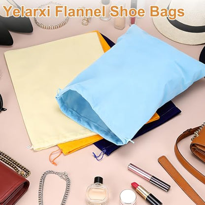 Cloth Shoe Bags for Travel, Flannel Pouch with Drawstring Closure Washable Breathable Cotton Fabric, 15.8x11.8" & 2 Pcs & Dark Red- Fit for (Men Women/Luggage/Storage) - color: Dark Red
