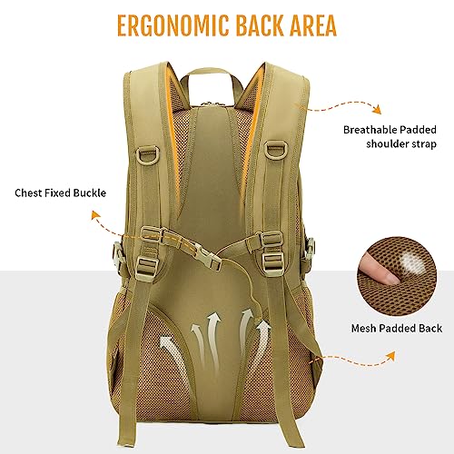 HUNTVP 10L/20L/30L Tactical Backpack Military MOLLE Backpack Rucksack Gear Tactical Assault Pack for Hunting Camping Trekking (30L-Dark Brown) - color: Dark Brown, size: 30L