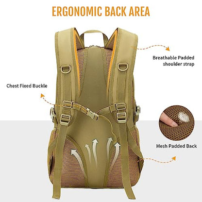 HUNTVP 10L/20L/30L Tactical Backpack Military MOLLE Backpack Rucksack Gear Tactical Assault Pack for Hunting Camping Trekking (30L-Dark Brown) - color: Dark Brown, size: 30L