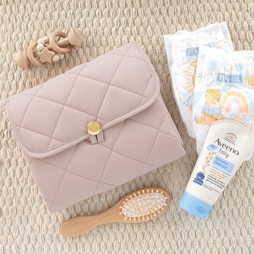 Portable Diaper Changing Pad - Soft and Easy to Clean Diaper Changing Mat for Babies - The Perfect Lightweight and Foldable Pad for Traveling - color: Pink