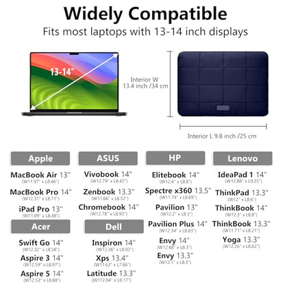 Puffy Laptop Sleeve 14 Inch Matte Navy, Waterproof Carrying Case Bag for Women, Fluffy Computer 14 HP Case, Compatible with MacBook Pro 14 Inch, MacBook Air M2 M1, Asus/Dell XPS/Lenovo - color: Matte Navy, size: 14-inch