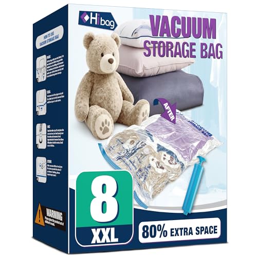 XXL Jumbo 47''X35'' Vacuum Storage Space Bags Extra Large for Blanket Bedding Comforters with Hand Pump (8 Pack) - size: 8-XXL