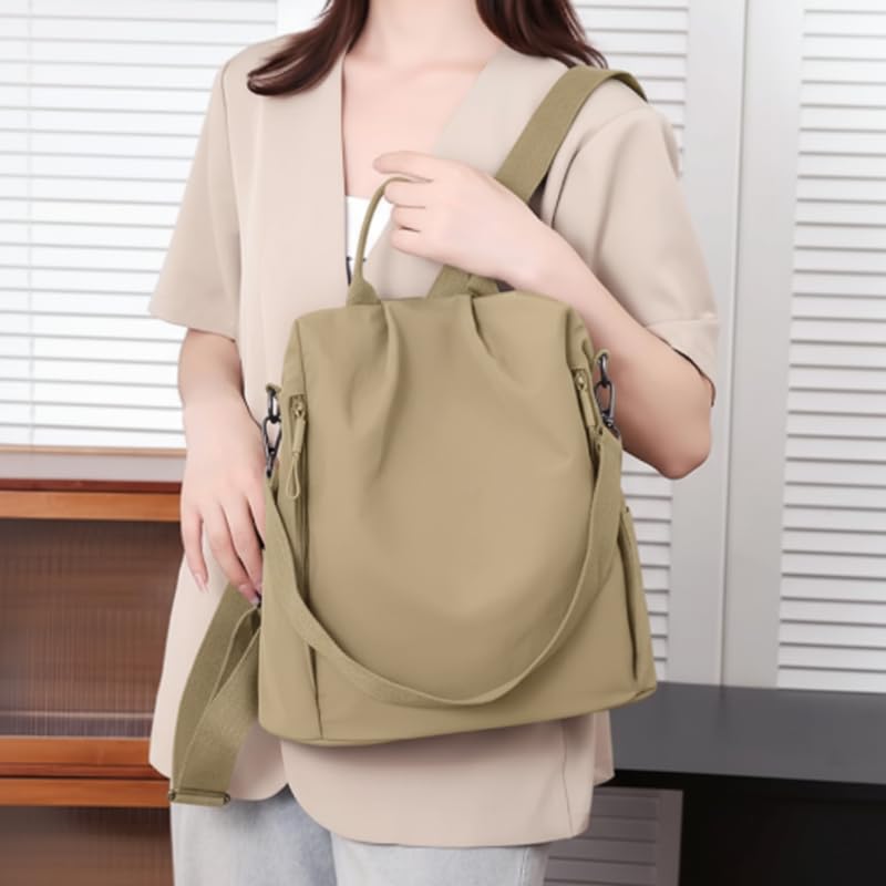 Convertible Nylon Backpack, Casual Lightweight Daypack Shoulder Bag, Multi-Way Carrying Design