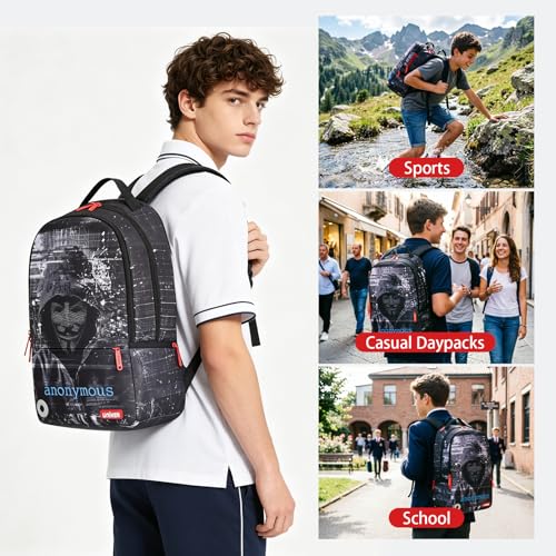 Graffiti Backpack, Designer Laptop Backpack for 15.6 Inch Work,Water Resistant Backpack Computer Bag, Anonymous - color: Anonymous