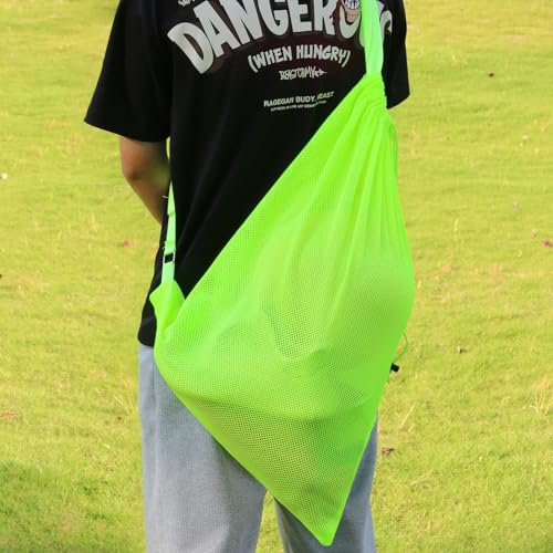 NATURAL STYLE Large Mesh Drawstring Backpack Bag, Gym Sports String Bag, Outdoor Workout Beach Swim Bag (Green) - color: Green