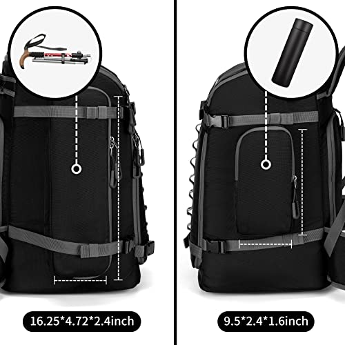 65L Ski Boot Bag,Large Duffle Travel Bag,1680D Nylon Waterproof Padded Ski Boot Bag Backpack For Women Men Kids - color: Black