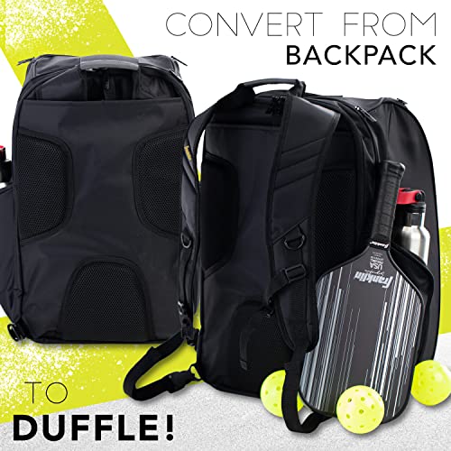 Franklin Sports Pickleball Bags - Sling Bag - Duffle Bag - Backpack for Paddles, Pickleballs + Accessories - Elite Nylon Fabric - Pickleball Equipment Bag for Men + Women - Black - style: Elite Hybrid Backpack