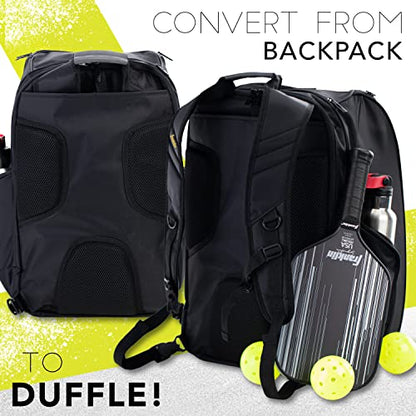 Franklin Sports Pickleball Bags - Sling Bag - Duffle Bag - Backpack for Paddles, Pickleballs + Accessories - Elite Nylon Fabric - Pickleball Equipment Bag for Men + Women - Black - style: Elite Hybrid Backpack