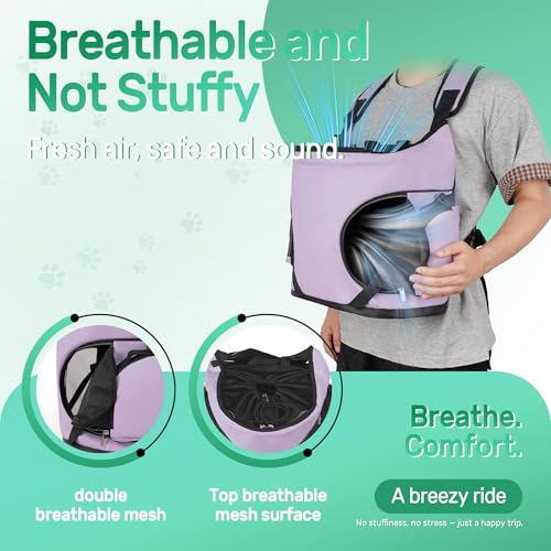 YUDODO Dog Front Backpack Carrier 7-15 lbs, Soft Breathable Pet Front Facing Carrier with Adjustable Straps, Multi-Pocket Design, for Small Dogs & Cats (with Detachable Sling Pouch - Purple) - color: Purple(Fits 7-15 lbs)