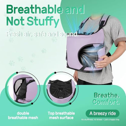 YUDODO Dog Front Backpack Carrier 7-15 lbs, Soft Breathable Pet Front Facing Carrier with Adjustable Straps, Multi-Pocket Design, for Small Dogs & Cats (with Detachable Sling Pouch - Purple) - color: Purple(Fits 7-15 lbs)