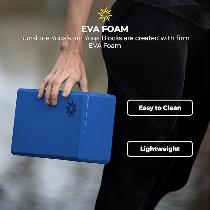 4" Yoga Block, 10 Pack Bulk EVA Foam Yoga Blocks, Firm and Supportive Yoga Brick, Balance Foam for Stretching, Pilates, and Workout, 4" x 6" x 9" - color: Blue