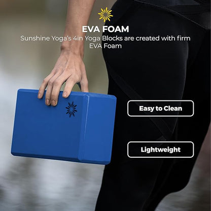 4" Yoga Block, 10 Pack Bulk EVA Foam Yoga Blocks, Firm and Supportive Yoga Brick, Balance Foam for Stretching, Pilates, and Workout, 4" x 6" x 9" - color: Blue
