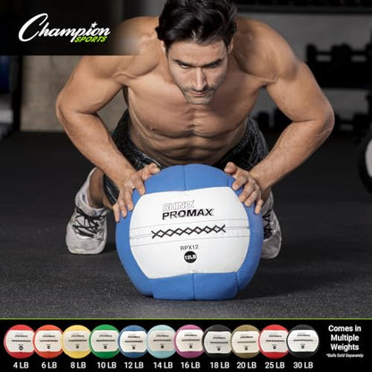 Champion Sports Rhino Promax Wall Balls - Soft Shell Non-Slip Grip for Weightlifting, Plyometrics, Cross Training, & Home Gym - style: 6 LBS