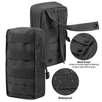 3 Pack Molle Pouch Combo Water Bottle Pouch Holder Tactical Molle Pouches Compact Utility Waist Bag Pack - color: Combo A:Black