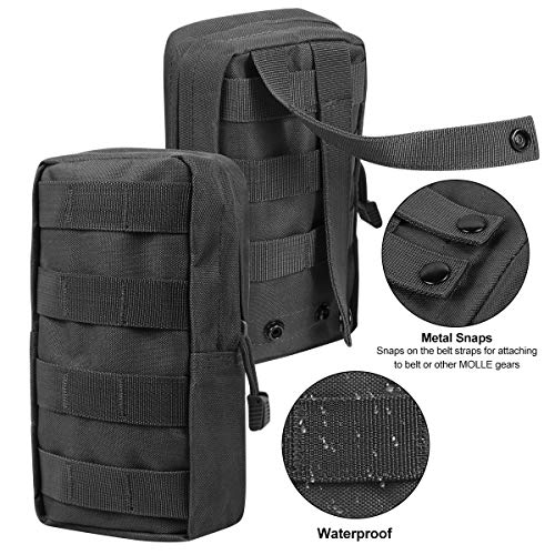 3 Pack Molle Pouch Combo Water Bottle Pouch Holder Tactical Molle Pouches Compact Utility Waist Bag Pack - color: Combo D:Black