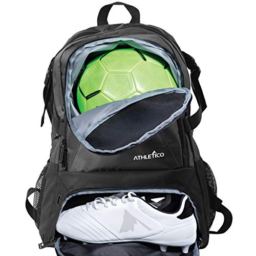 Athletico National Soccer Bag - Backpack for Soccer, Basketball & Football Includes Separate Cleat and Ball Holder - color: Black