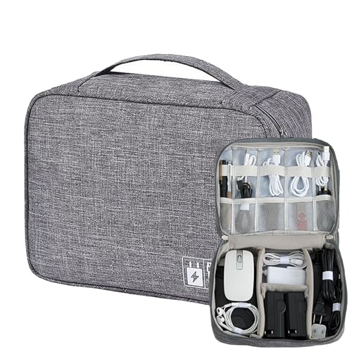 Organizer Case Small Electronic Devices USB Charger Accessories Mouse Phone Cable SD Power Bank Earphone - color: Large-Grey
