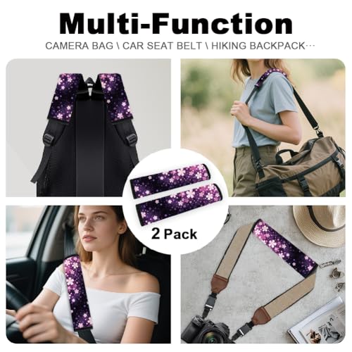 2Pcs Soft Auto Seat Belt Cover Pads, Cherry Blossom Car Seatbelt Shoulder Cushion for Comfortable Driving, Compatible with All Cars' Seatbelt and Backpack Straps 11x2.4inch - color: Cherry