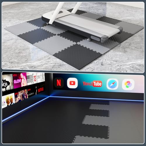 Reversible Dual‑Color EVA Foam Gym Mats, 16 Tiles (20"x20"), Two‑Tone Double‑Layer Interlocking Puzzle Floor Tiles for Home Gym, Workout Room & Garage
