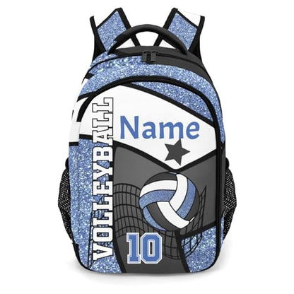 Volleyball Blue Print Personalized School Backpack Waterproof Laptop Bag for Woman Man - color: Muilti 10