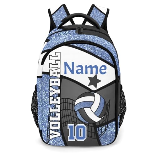 Volleyball Blue Print Personalized School Backpack Waterproof Laptop Bag for Woman Man - color: Muilti 10
