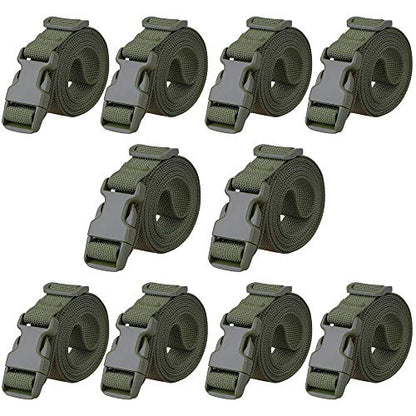 MAGARROW 78" x 1" Strap Buckle Packing Straps Adjustable 1-Inch Belt - color: Green 6.5 feet Long (10-PCS)