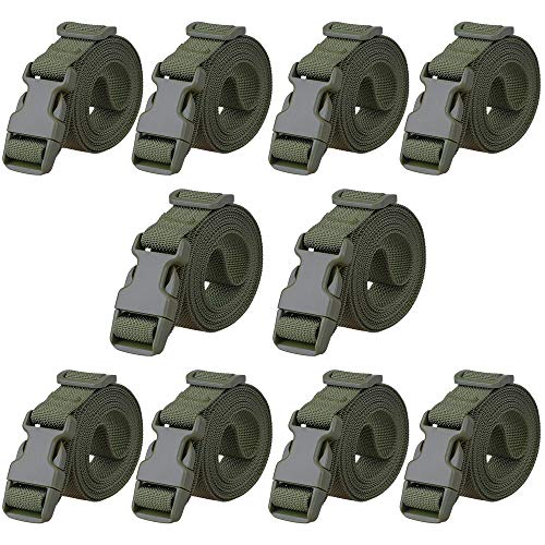 MAGARROW 78" x 1" Strap Buckle Packing Straps Adjustable 1-Inch Belt - color: Green 6.5 feet Long (10-PCS)
