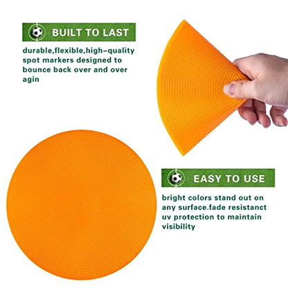 Poly Spot Markers 4inch/9 inch Non-Slip Rubber Agility Markers Flat Field Cones Floor Dots for Football, Soccer, Basketball Training Markers, School Activities, Exercise Drills, Social Distancing - style: 9inch 12Pcs(Orange)