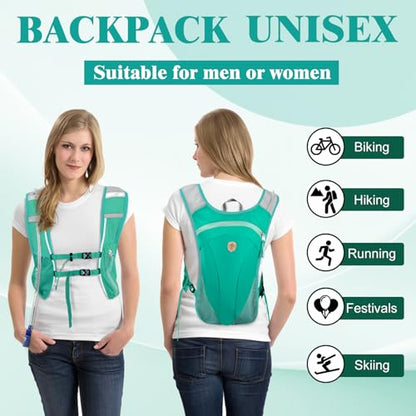 Hydration Backpack with 2L Water Bladder Bag, Lightweight and Breathable Running Vest for Men, Adjustable Chest Straps Water Pack for Cycling Hiking Climbing Outdoor - color: Turquoise
