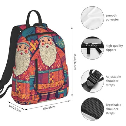 Travel Backpack for Women Men Cartoon Santa Claus Daypack 15 inch Lightweight Computer Bag Casual Back Pack - color: Cartoon Santa Claus1