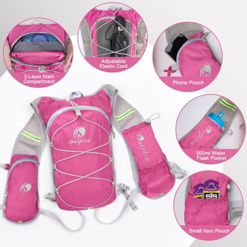 Lightweight Hydration Backpack with 2L Water Bladder for Men Women, Small Water Backpacks Running Vest for Hiking - color: Pink