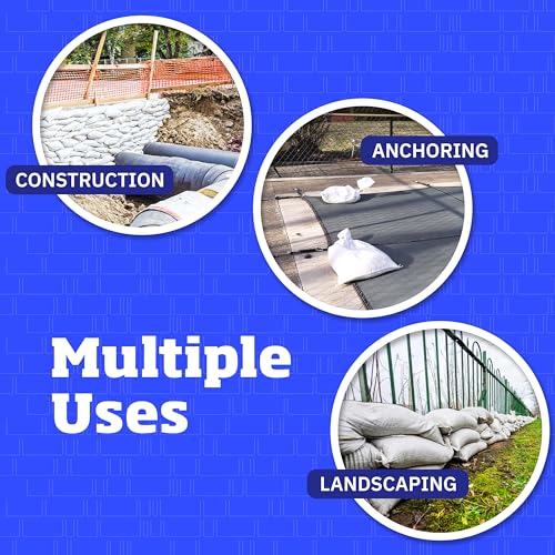 DURASACK Heavy Duty Sand Bags with Tie Strings Empty Woven Polypropylene Sandbags for Flood Control with 1600 Hours of UV Protection, 50 lbs Capacity, 14x26 inches, White, 12000 Count - color: White, size: 12000 Sandbags