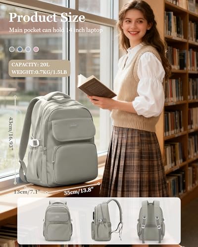 Cute Middle School Backpack For Teen Girls,Waterproof Casual Bookbags,Lightweight Travel Daypack,Basic Laptop College Backpack For Women(grey brown） - color: A7-gray Brown