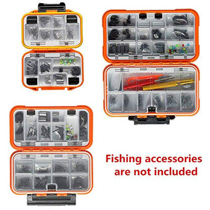 Waterproof Fishing Lure Box Spoon Hooks Baits Storage Tackle Box Containers for Casting Fishing Fly Fishing,Large/Medium/Small Lure Case - color: Orange-Small