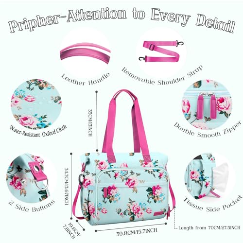 Diaper Bag Backpack Mommy Bag Large Capacity Diaper Backpack Travel Essential Baby Diaper Bag for Mom and Dad, Blue Floral - color: Blue-floral