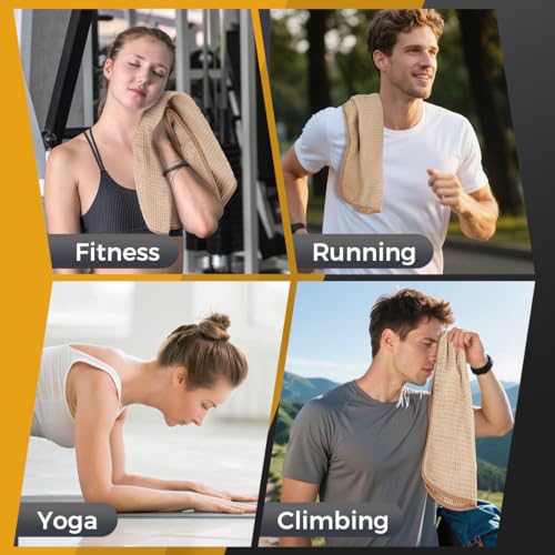 HOMEXCEL 4 Pack Gym Towels, Microfiber Yoga Towels for Bathroom, Ultra Soft, Highly Absorbent and Quick Dry Towel for Gym, Shower, Fitness, Spa 15 x 25 Inch - color: Brown