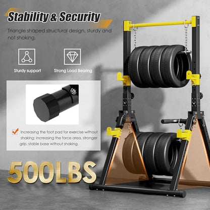 SogesPower Power Tower Pull Up Bar Station, Foldable Pull Up Dip Station Free Standing for Home Gym,Adjustable Pull Up Bar Stand Dip Bar Strength Training Workout Equipment,Triangular Design - color: Yellow