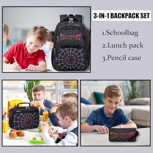 JIANYA School Backpack for Boys and Girls Elementary Children's School Bag Kids Backpack with Lunch Box - color: Letters/ Blue