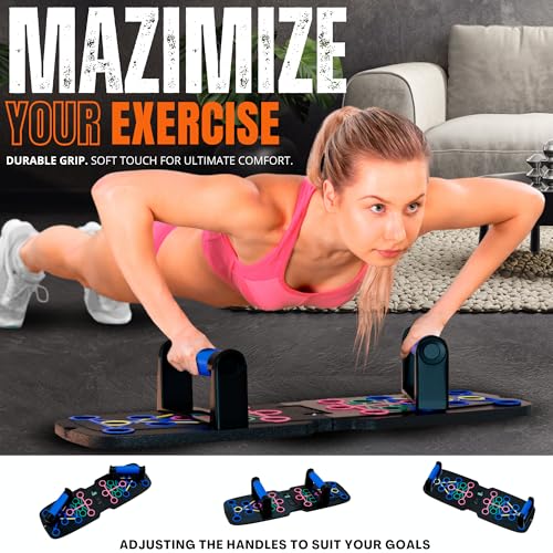 Clikshop Push Up Board – Foldable Push Up Bar System with Resistance Bands | Perfect Pushups for Men | Portable Pushup Board & Calisthenics Equipment for Strength Training at Home or Gym